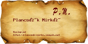 Plancsák Mirkó névjegykártya